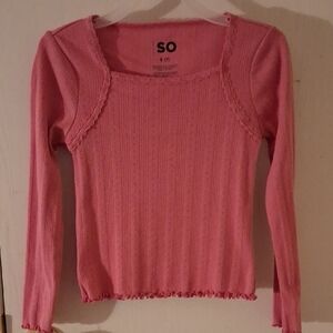 Pink Long Sleeve Ribbed Top